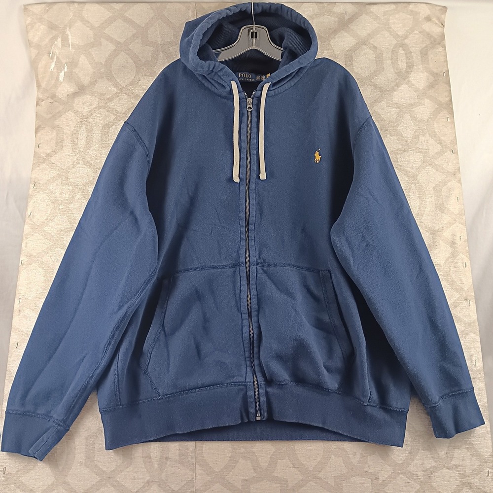Polo Ralph Lauren Mens Blue Full Zip Hoodie Big Tall 2XL‎ TALL Fleece
